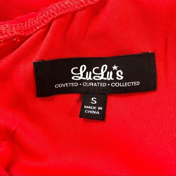 Lulu’s bright red chiffon lace-up back fit and flare mini dress S - Picture 10 of 11